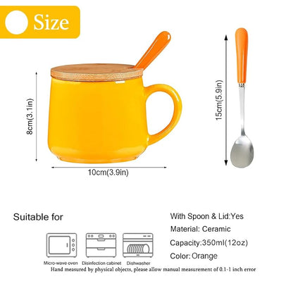 Fox Mugs with 3D Fox Inside, Ceramic Coffee Mug with Lid & Spoon - 13.5oz - Variation: Fox