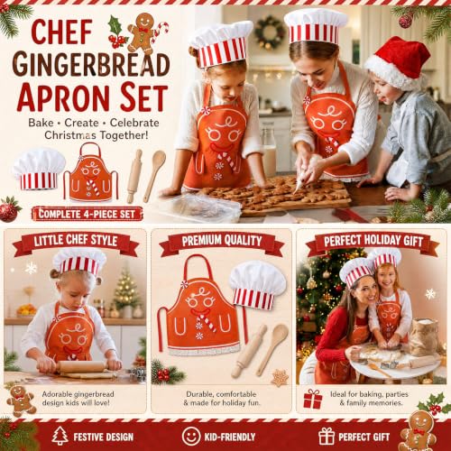 Gingerbread Apron Set for Women Halloween Christmas Costume Baking Accessories