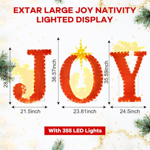Large Outdoor Nativity Scene Christmas Decorations with Lighted Joy Sign - Weatherproof Yard Display