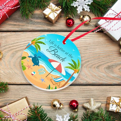 Beach Themed Christmas Ornament Gift for Beach Lovers, Acrylic Hanging Decor