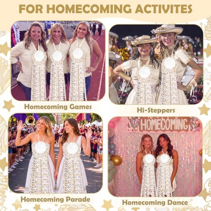 Homecoming Mum Braids Set - White Gold 30 Inch DIY Decorations, 6 Pieces