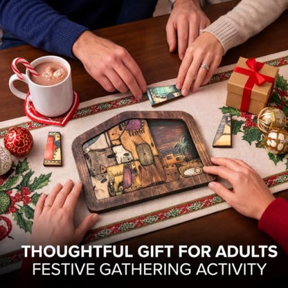 13pcs Wooden Nativity Puzzle Set - Jesus Manger Tabletop Decor 11x8.3 Inches