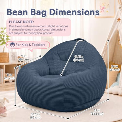 Kids Bean Bag Chair 33.5x33x24 Inches - Dark Blue Chenille Fabric