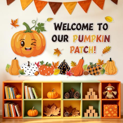 Orange 54pcs Fall Bulletin Board Decorations Set Classroom Wall Decor