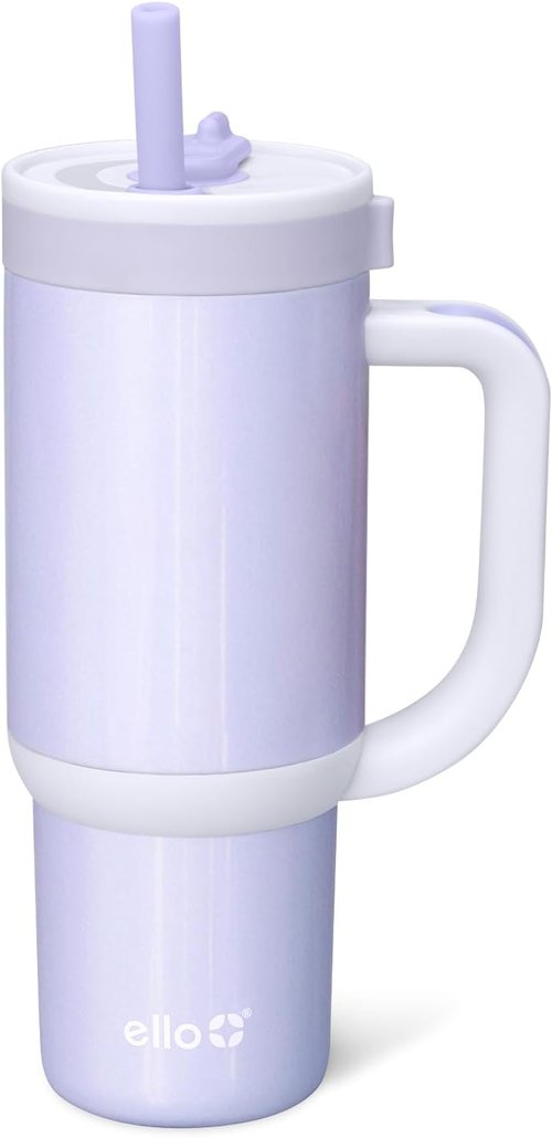 Ello Oasis 18oz Stainless Steel Kids Tumbler - Leakproof & Insulated Water Bottle | Purple Holographic
