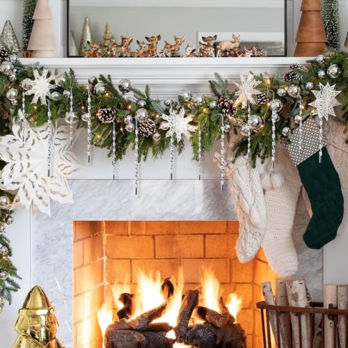 Victorian Christmas Metal Tinsel Icicles Ornaments - Holiday Tree Decor Set