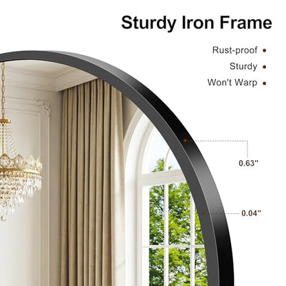 Black Arched Trifold Vanity Mirror 36x24 Inch Wall & Tabletop Makeup Mirror