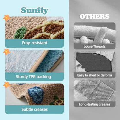 Sunfly Coastal Beach Bath Mat with Turtle Pattern, 22x34in - Kids & Nautical Decor