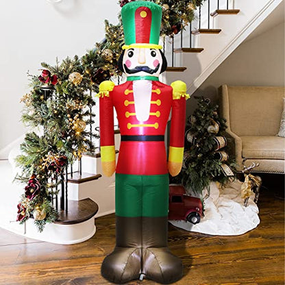 7 Ft Inflatable Nutcracker Soldier with LED Lights Christmas Yard Decor