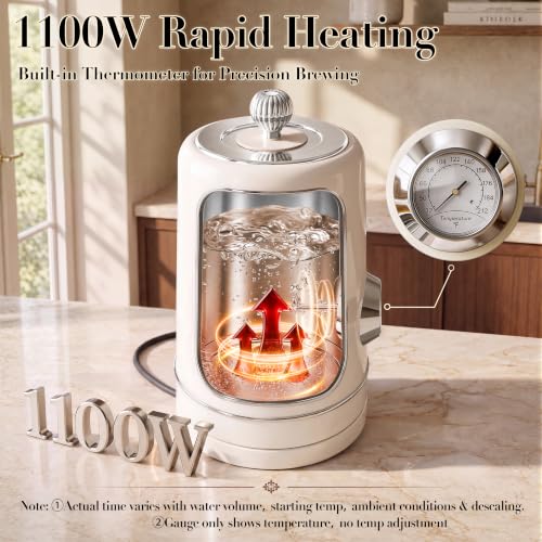 Electric Kettle 1.8L with Thermometer, Stainless Steel Tea Kettle