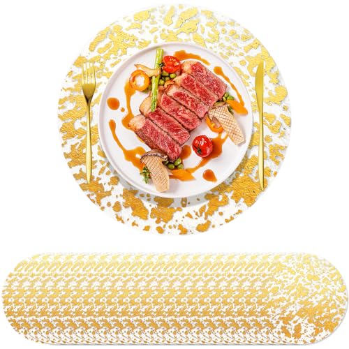 Gold Foil Disposable Placemats Set - 100pcs 13-inch Round Metallic Doilies for Weddings & Parties - Variation of THIS listing