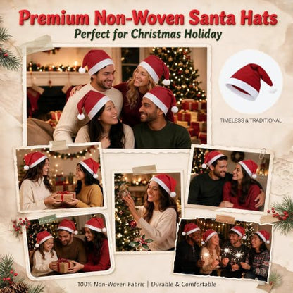 Christmas Santa Hat Bulk 10 Thickened Red Felt Holiday Party Accessories