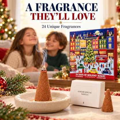 Incense Cones Advent Calendar 2026 – 24 Festive Christmas Scents, Natural Slow Burn