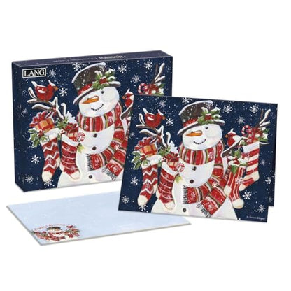 Small Snowman and Stockings Christmas Cards Set - Susan Winget Holiday Artwork
