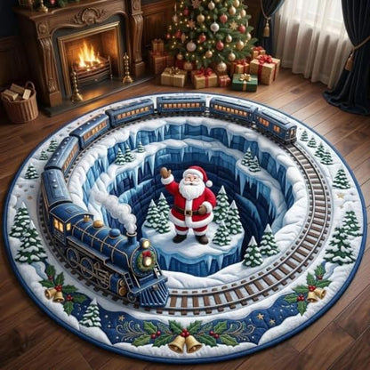 Christmas 3D Optical Illusion Round Rug - Holiday Floor Mat 40x40in (#U)