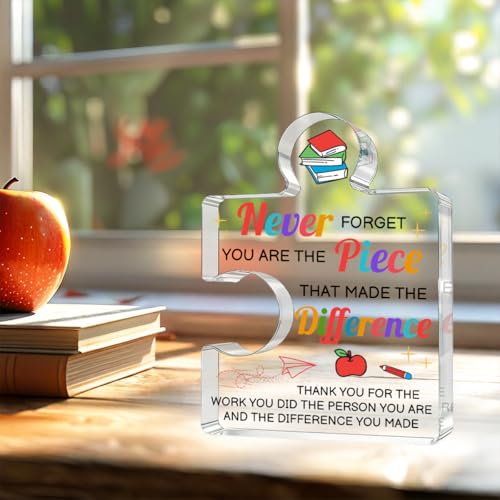 Teacher Appreciation Acrylic Puzzle Gift - Than Made the Difference - 4x4 Inch