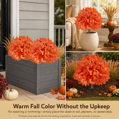 Artificial Maple and Eucalyptus Topiary Plants - 22 Inch Outdoor Decor Set