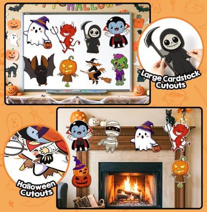 Halloween Cardboard Cutouts Set - 12 Large Spooky Characters for Decorations