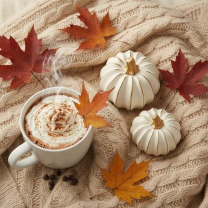 White Pumpkin Decor Set - 2 Resin Fall Pumpkins with Gold Accents