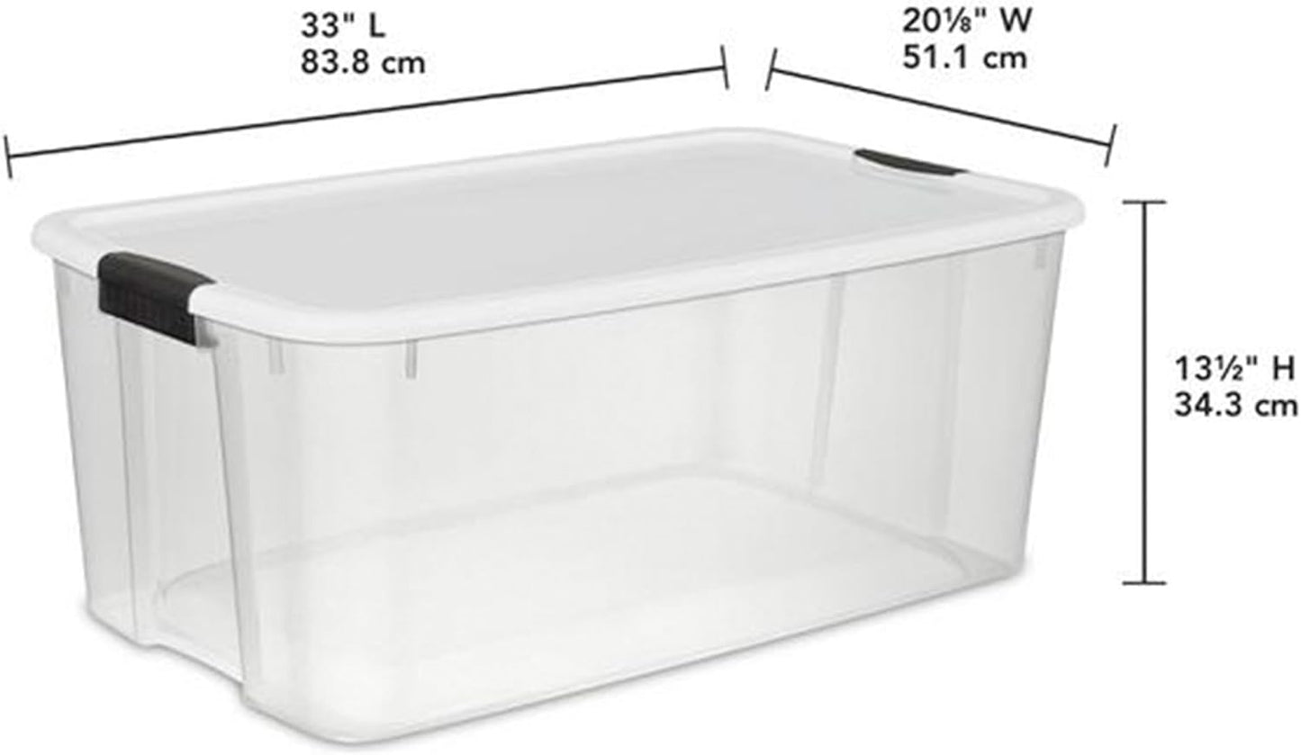 Sterilite 8-Pack Ultra Latching Storage Bins - Clear Plastic, 116 Quart Heavy-Duty Organizers for Home & Office