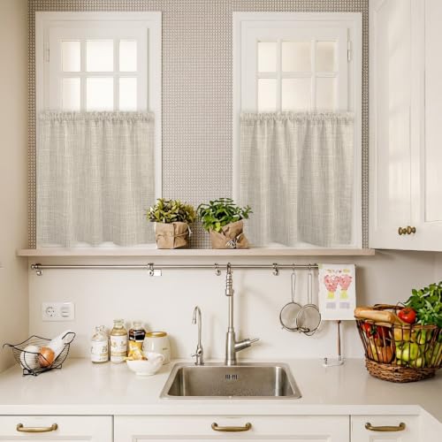 Pale Apricot Kitchen Curtains and Valances Set 3 Pieces - 54W x 24L