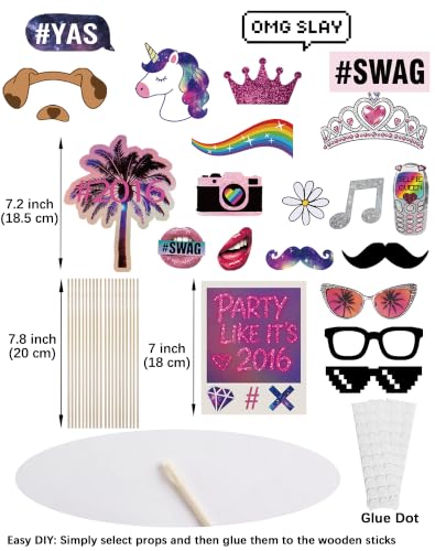 22PCS Nostalgia Party Photo Booth Props Set for 2016 Celebration