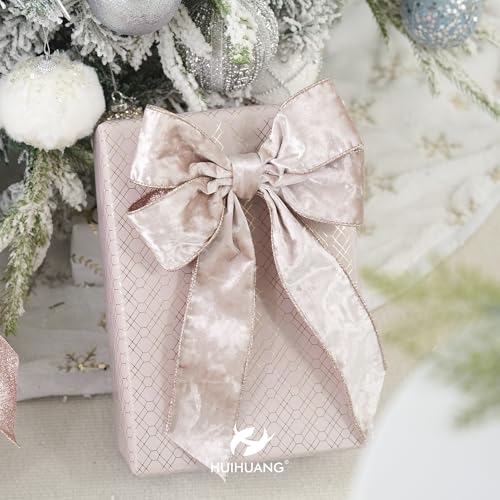 Rose Gold Velvet Wired Ribbon 2.5 Inch x 10 Yards - Christmas Decor, Bows & Wreaths