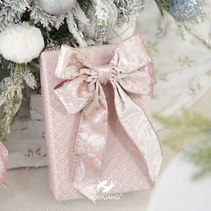 Rose Gold Velvet Wired Ribbon 2.5 Inch x 10 Yards - Christmas Decor, Bows & Wreaths