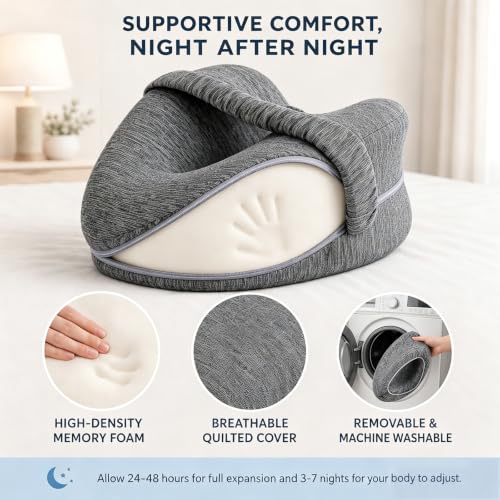 Knee Pillow for Side Sleepers with Strap - Memory Foam Support for Sciatica & Post-Surgery