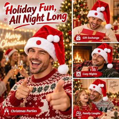 Animated Naughty Santa Hat for Adults - Funny Christmas Party Cap - Red