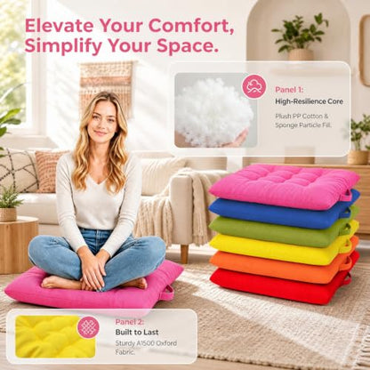Green 16-Inch Floor Cushion for Meditation, Reading & Home Decor - Light Green