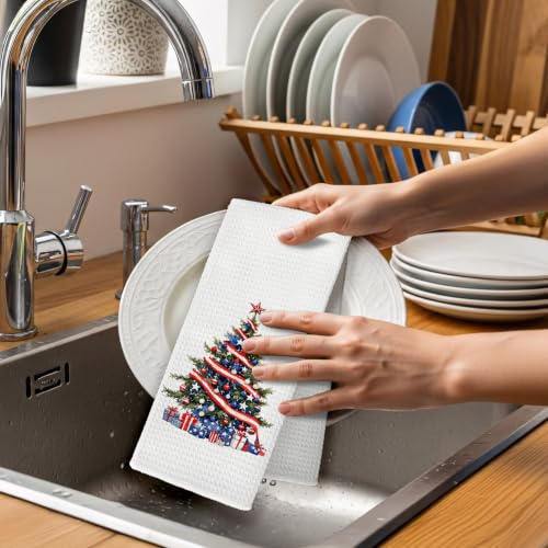 Patriotic Christmas Tree Kitchen Towels Set of 2 - Color 15