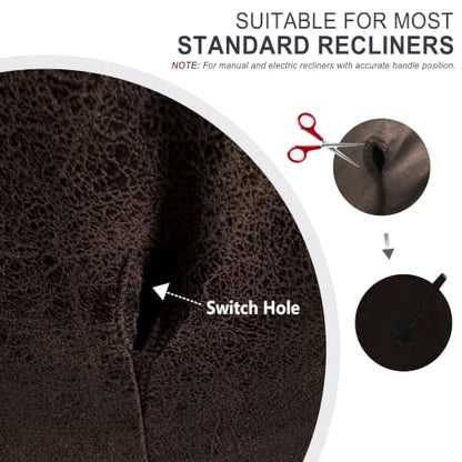 Leather Look Recliner Couch Cover 8-Piece Set for 3 Seater - Coffee Brown