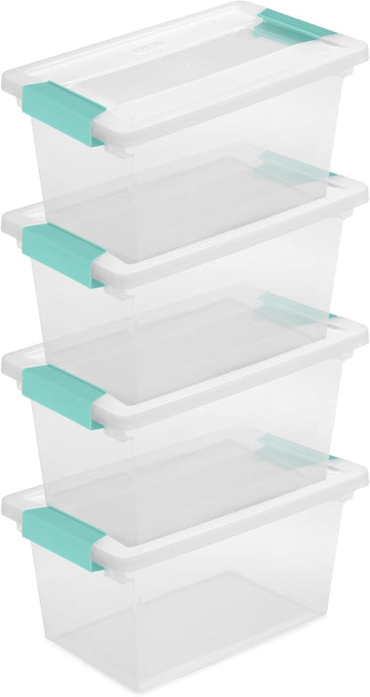 Sterilite Medium Clip Box - Stackable Storage Bin with Latching Lid for Organizing Crafts & Papers | Clear