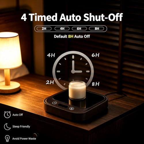 Brown Coffee Mug Warmer with Timer - Electric Desk Cup Heater, 4-Temperature Control
