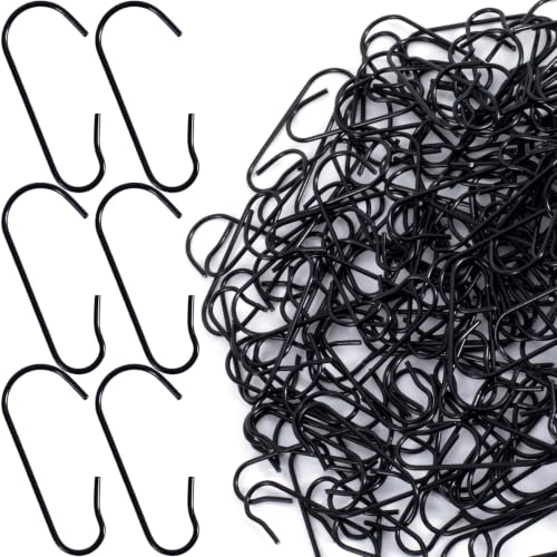 100Pcs C-Shaped Ornament Hooks for Christmas Tree Decorations Black