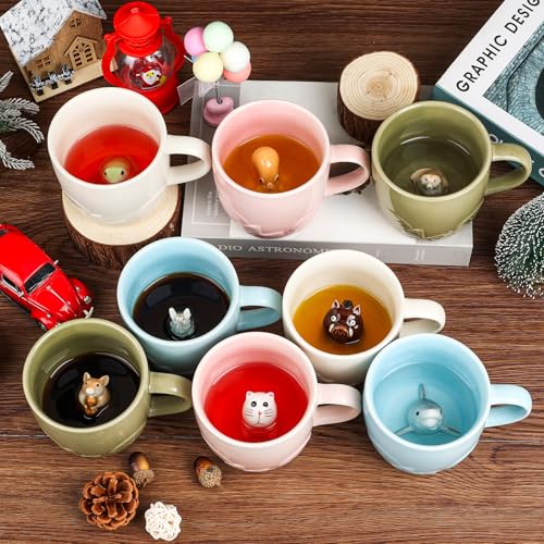 Pink Octopus Hidden 3D Mug - 12 oz Ceramic Cup with Surprising Inside Animal