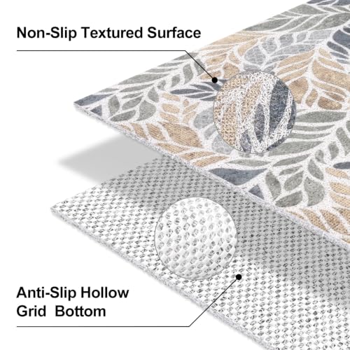 Large Non Slip Shower Mat for Inside Shower - Leaf Pattern, 36 x 24 Inches
