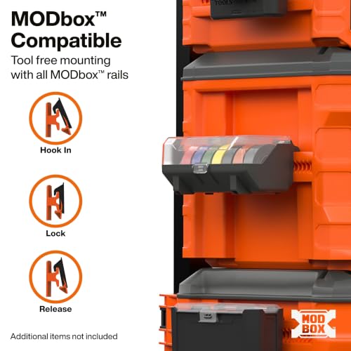 Electrical Tape Holder - Modular Wall and Rolling System Accessory, Holds Up to Eight Rolls - Open-Frame Design, Tool-Free Installation