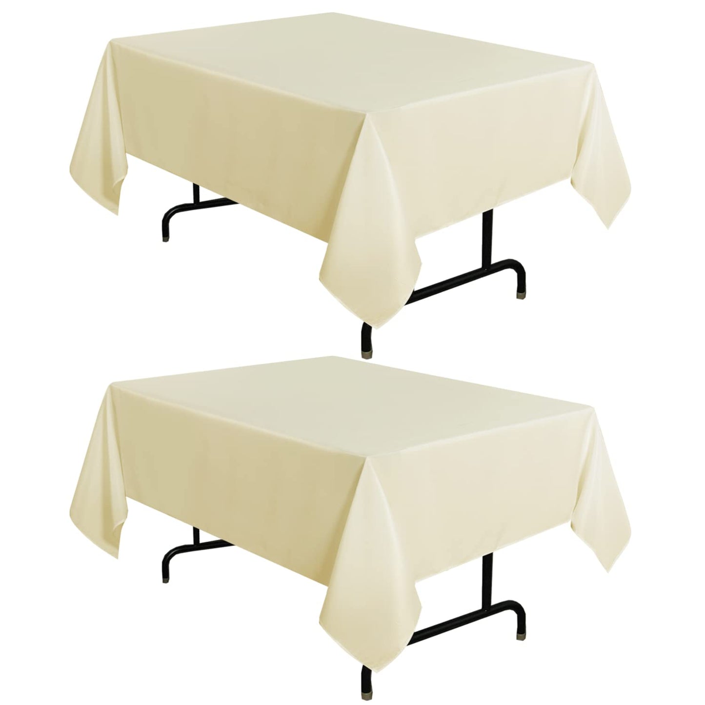 sancua 2 Pack Beige Tablecloth 54 x 54 Inch, Stain and Wrinkle Resistant Square Table Cloth - Washable Polyester Table Cover for Dining Table, Buffet Parties and Camping