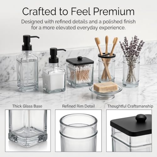 Blue Glass Bathroom Set 6-Piece Dispenser & Accessories for Counter