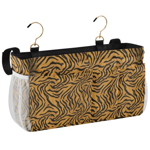 Animals Print Bedside Caddy with 6 Pockets, Hooks & Straps for Bed, Sofa, RV