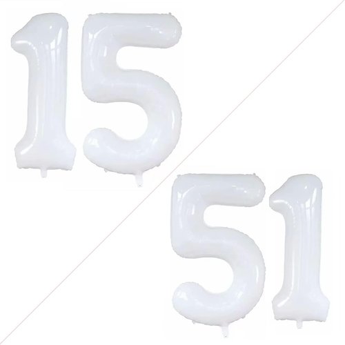 GOER Jumbo 15 Balloon - 42 Inch Foil Helium Decoration for Sweet 15 Birthday Party | White