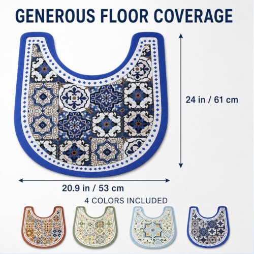 Multi Color 4-Pack U Shaped Washable Toilet Mats for Potty Training & Incontinence