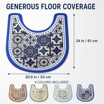 Multi Color 4-Pack U Shaped Washable Toilet Mats for Potty Training & Incontinence
