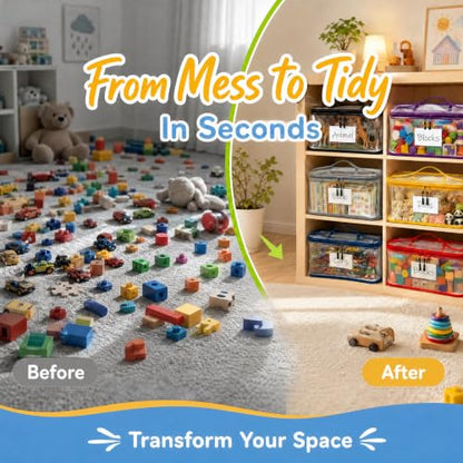 Large Clear Toy Storage Bags with Zippers - Pack of 6