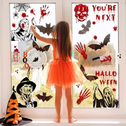 Red Halloween Window Cling Stickers - 9 Sheets Spooky Party Decorations