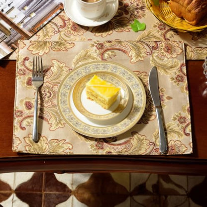 Luxury Velvet Table Runner 120 Inch with Damask Jacquard Dark Gold Variation