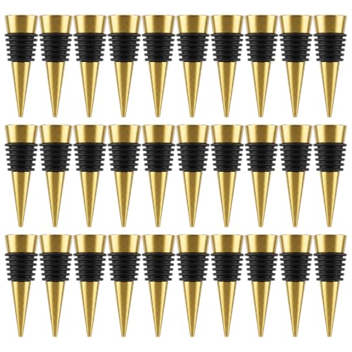 30 Pack Gold Wine Stopper Set - Durable Metal Bottle Seals for Kitchen & Bar