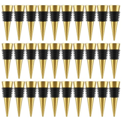 30 Pack Gold Wine Stopper Set - Durable Metal Bottle Seals for Kitchen & Bar